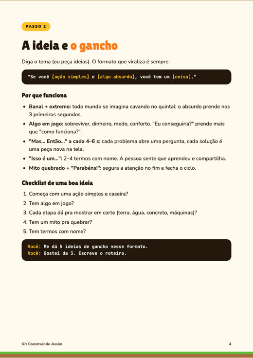 Página do guia: a ideia e o gancho